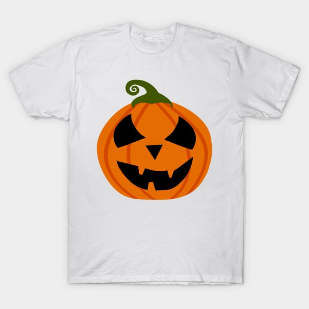 Halloween Bright orange black scary cute pumpkin face T-Shirt by galaxieartshop